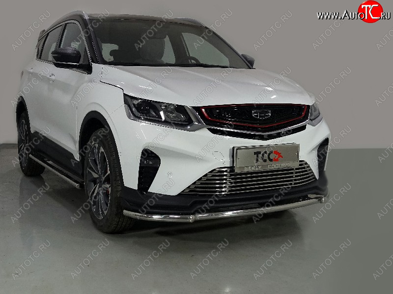 17 099 р. Защита переднего бампера нижняя 42,4 мм ТСС Тюнинг Geely Coolray SX11 дорестайлинг (2018-2023) (нержавейка)  с доставкой в г. Чебоксары