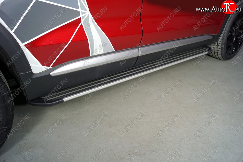 20 599 р. Пороги алюминиевые Slim Line ТСС Тюнинг Geely Tugella FY11,HPBA4 дорестайлинг (2019-2023) (Silver)  с доставкой в г. Чебоксары