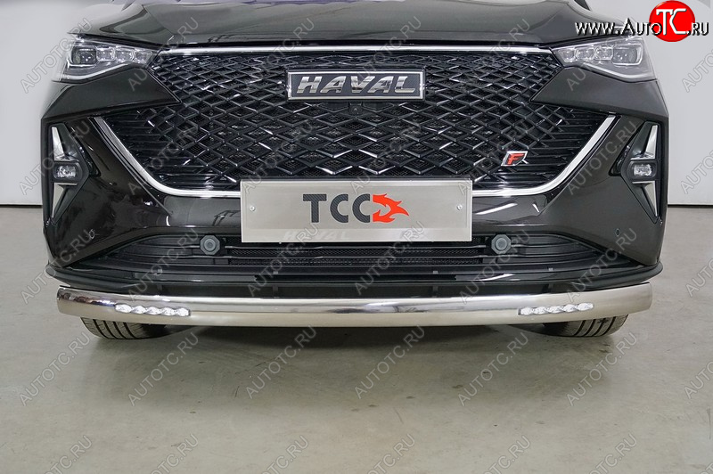 29 649 р. Защита передняя нижняя овальная с ДХО 75х42 мм ТСС Тюнинг Haval F7x рестайлинг (2022-2024) (нержавейка)  с доставкой в г. Чебоксары