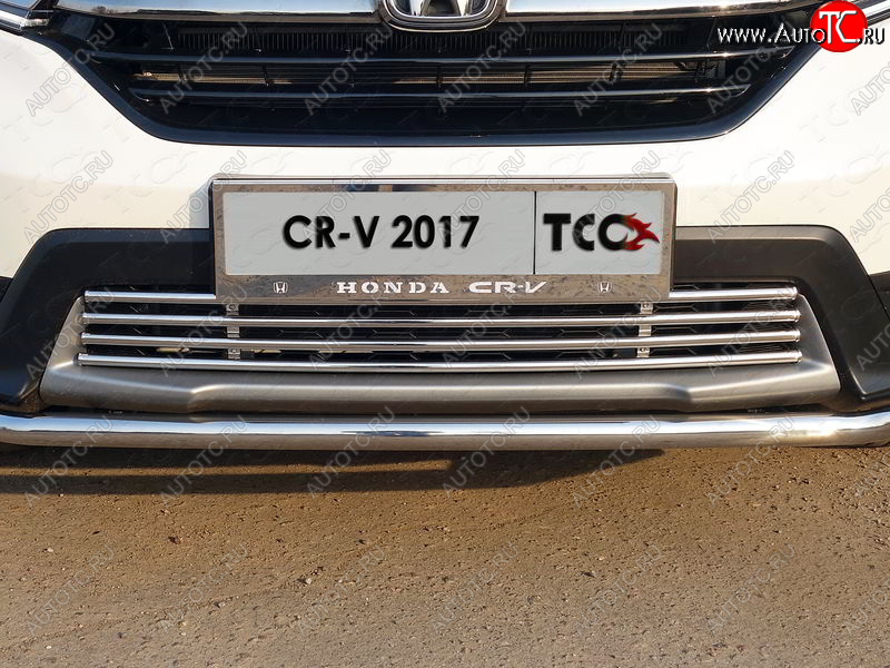 7 349 р. Нижняя декоративная вставка в бампер ТСС Тюнинг Honda CR-V RW,RT дорестайлинг (2016-2020) (d 16 мм )  с доставкой в г. Чебоксары