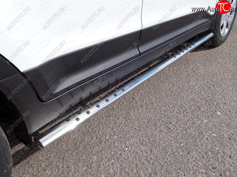 31 399 р. Пороги овальные с проступью 75х42 мм ТСС Тюнинг Hyundai Creta GS дорестайлинг (2015-2019) (серые)  с доставкой в г. Чебоксары