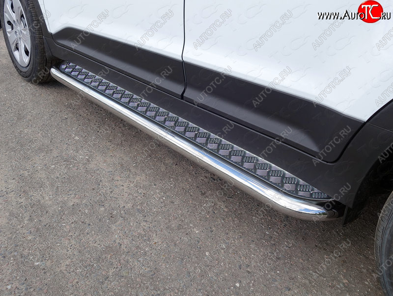 31 999 р. Пороги с площадкой 60,3 мм ТСС Тюнинг Hyundai Creta GS дорестайлинг (2015-2019) (серые)  с доставкой в г. Чебоксары