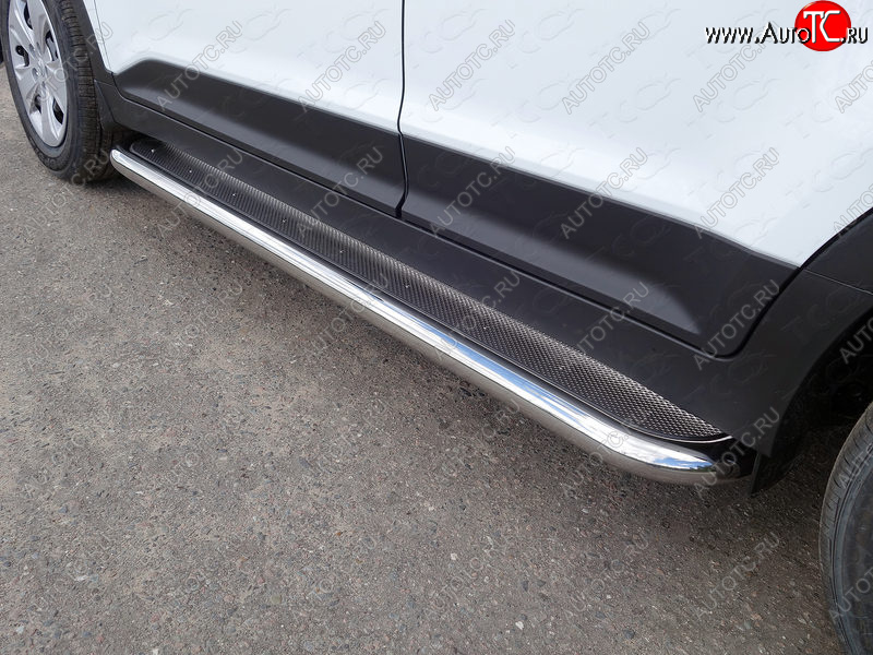 41 749 р. Пороги с площадкой 60,3 мм ТСС Тюнинг Hyundai Creta GS дорестайлинг (2015-2019) (нержавейка)  с доставкой в г. Чебоксары