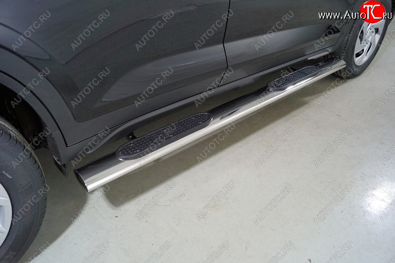 42 999 р. Пороги овальные с накладкой 120х60 мм Hyundai Creta SU (2020-2022) (серые)  с доставкой в г. Чебоксары