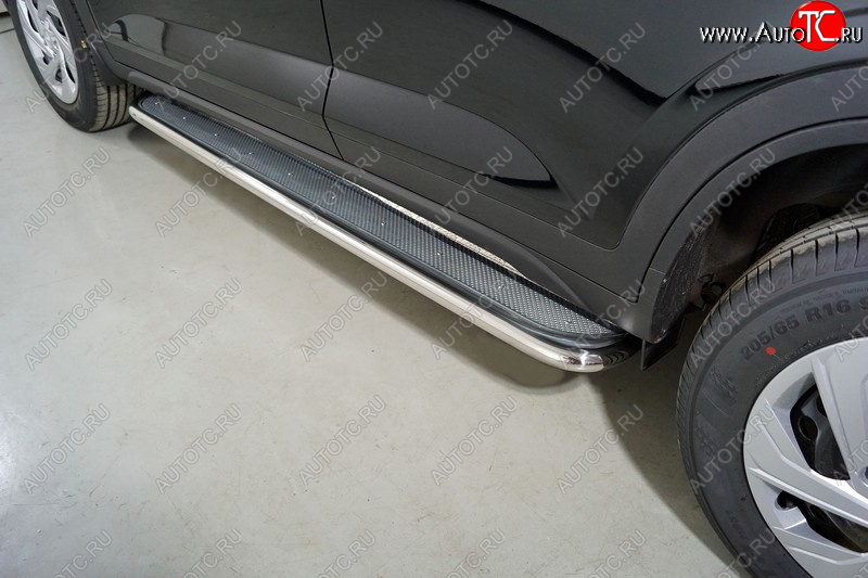 40 999 р. Пороги с площадкой 42,4 мм ТСС Тюнинг Hyundai Creta SU (2020-2022) (нержавейка)  с доставкой в г. Чебоксары