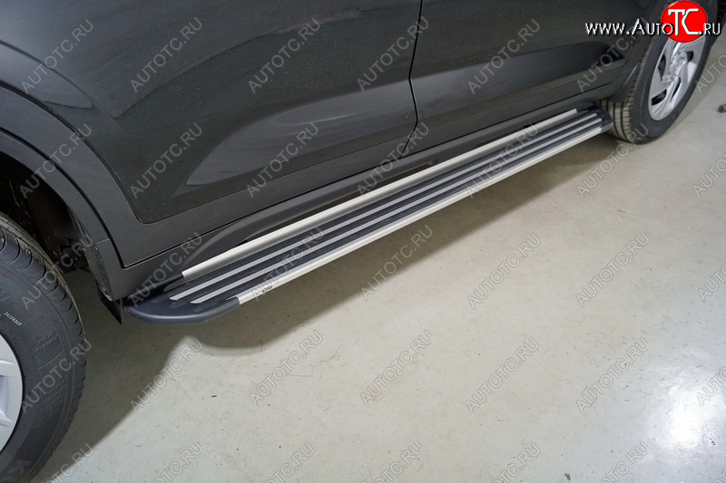 20 599 р. Пороги алюминиевые Slim Line ТСС Тюнинг Hyundai Creta SU (2020-2022) (Silver)  с доставкой в г. Чебоксары