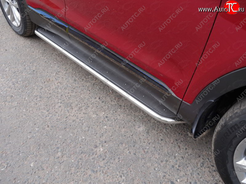 41 749 р. Пороги с площадкой 42,4 мм ТСС Тюнинг Hyundai Santa Fe TM дорестайлинг (2018-2021) (нержавейка)  с доставкой в г. Чебоксары