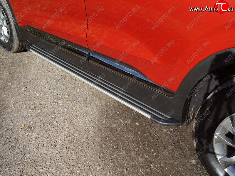 20 599 р. Пороги алюминиевые Slim Line ТСС Тюнинг Hyundai Santa Fe TM дорестайлинг (2018-2021) (Silver)  с доставкой в г. Чебоксары