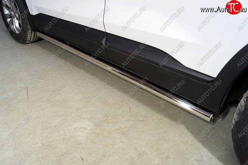 24 949 р. Защита порогов труба d60,3 мм ТСС Тюнинг Hyundai Santa Fe TM рестайлинг (2020-2022) (серые)  с доставкой в г. Чебоксары