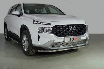 Защита переднего бампера нижняя d42,4 мм ТСС Тюнинг Hyundai Santa Fe TM рестайлинг (2020-2022) (нержавейка)