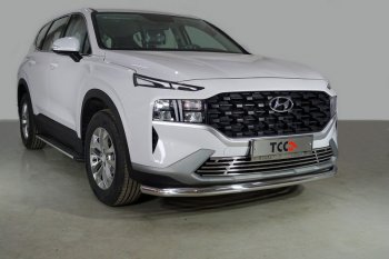 Защита переднего бампера нижняя d60,3 мм ТСС Тюнинг Hyundai Santa Fe TM рестайлинг (2020-2022) (нержавейка)