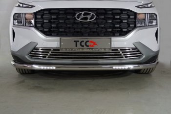 Защита переднего бампера нижняя с ДХО 60,3 мм ТСС Тюнинг Hyundai Santa Fe TM рестайлинг (2020-2022) (нержавейка)