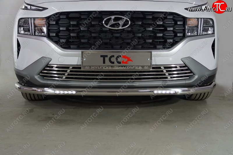 36 299 р. Защита переднего бампера нижняя с ДХО 60,3 мм ТСС Тюнинг Hyundai Santa Fe TM рестайлинг (2020-2022) (нержавейка)  с доставкой в г. Чебоксары