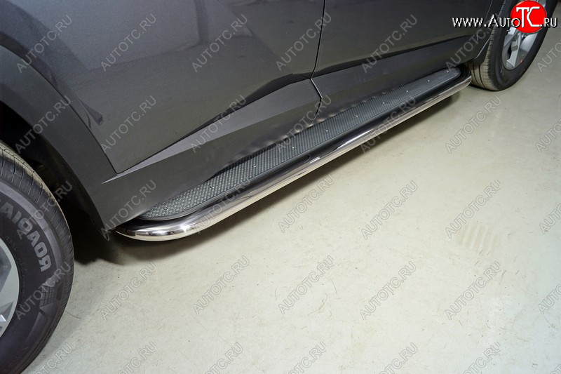 53 999 р. Пороги с площадкой 75х42 мм ТСС Тюнинг Hyundai Tucson NX4 (2020-2022) (нержавейка)  с доставкой в г. Чебоксары