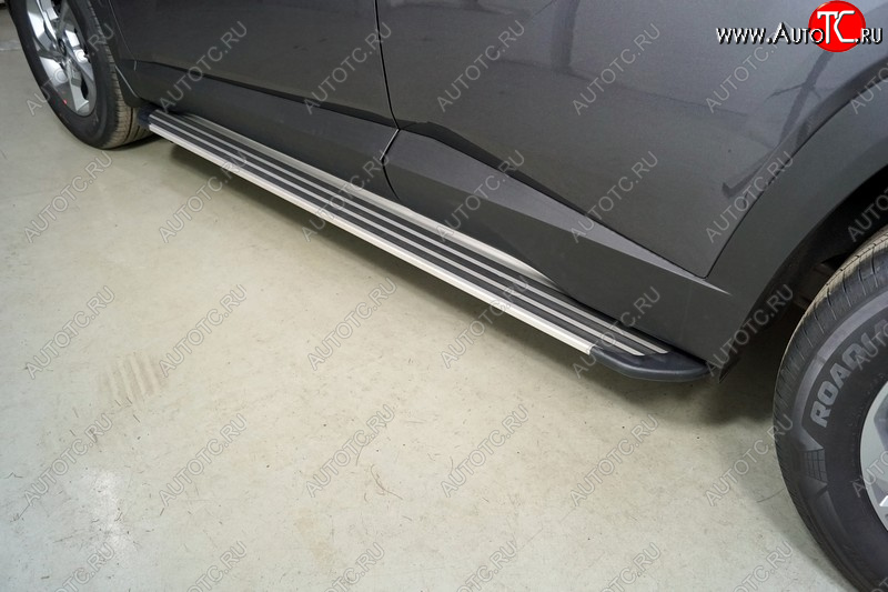 20 599 р. Пороги алюминиевые Slim Line ТСС Тюнинг Hyundai Tucson NX4 (2020-2022) (Silver)  с доставкой в г. Чебоксары