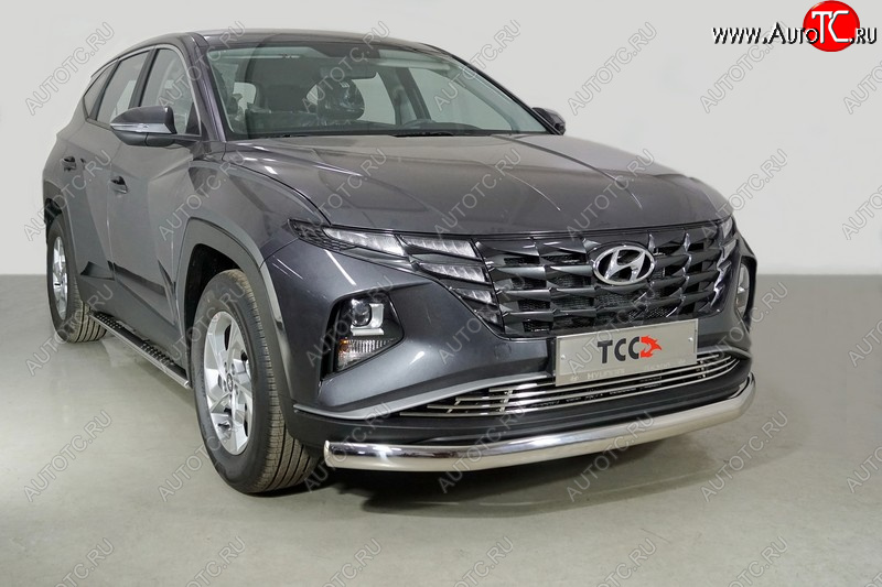 23 899 р. Защита переднего бампера нижняя овальная 75х42 мм ТСС Тюнинг Hyundai Tucson NX4 (2020-2022) (нержавейка)  с доставкой в г. Чебоксары