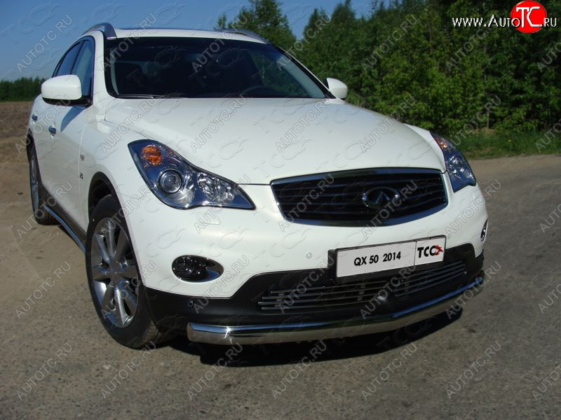 23 899 р. Защита переднего бампера нижняя овальная 75х42 мм ТСС Тюнинг INFINITI Q50 V37 дорестайлинг (2013-2017) (нержавейка)  с доставкой в г. Чебоксары
