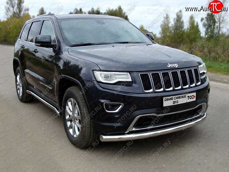 20 599 р. Защита переднего бампера нижняя d76,1 мм ТСС Тюнинг Jeep Grand Cherokee WK2 1-ый рестайлинг (2013-2018) (нержавейка)  с доставкой в г. Чебоксары