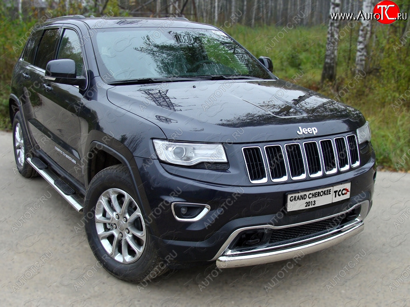 17 299 р. Защита переднего бампера овальная короткая 75х42 мм ТСС тюнинг Jeep Grand Cherokee WK2 1-ый рестайлинг (2013-2018) (нержавейка)  с доставкой в г. Чебоксары