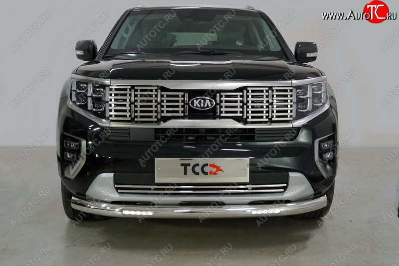 37 999 р. Защита передняя нижняя с ДХО 76,1 мм ТСС Тюнинг KIA Mohave HM2 (2019-2022) (нержавейка)  с доставкой в г. Чебоксары