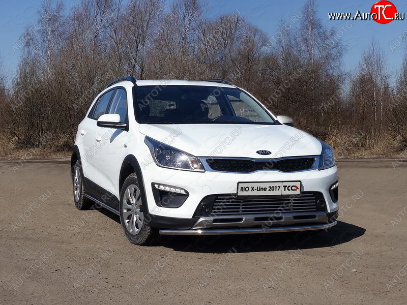 11 749 р. Защита переднего бампера нижняя d42,4 мм ТСС Тюнинг KIA Rio X-line (2017-2021) (нержавейка)  с доставкой в г. Чебоксары