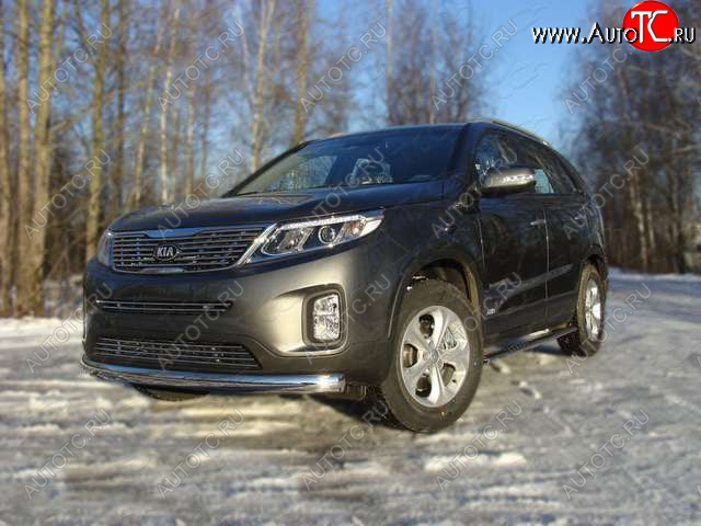20 699 р. Защита переднего бампера овальная 75х42 мм ТСС тюнинг KIA Sorento UM/Prime дорестайлинг (2014-2018) (нержавейка)  с доставкой в г. Чебоксары