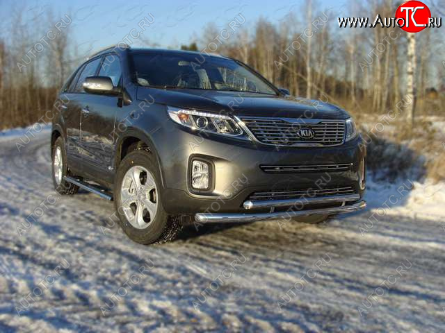21 999 р. Защита переднего бампера нижняя 60,3*50,8 мм ТСС Тюнинг KIA Sorento XM рестайлинг (2012-2015) (нержавейка)  с доставкой в г. Чебоксары