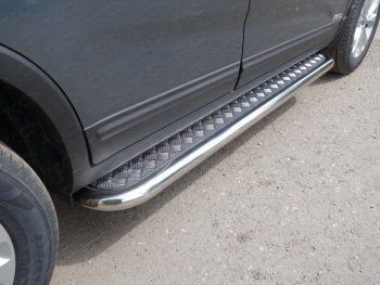Пороги с площадкой 60,3 мм ТСС Тюнинг KIA Sorento UM/Prime дорестайлинг (2014-2018) (серые)