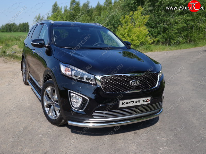 17 649 р. Защита переднего бампера нижняя d60,3 мм ТСС Тюнинг KIA Sorento UM/Prime дорестайлинг (2014-2018) (нержавейка)  с доставкой в г. Чебоксары