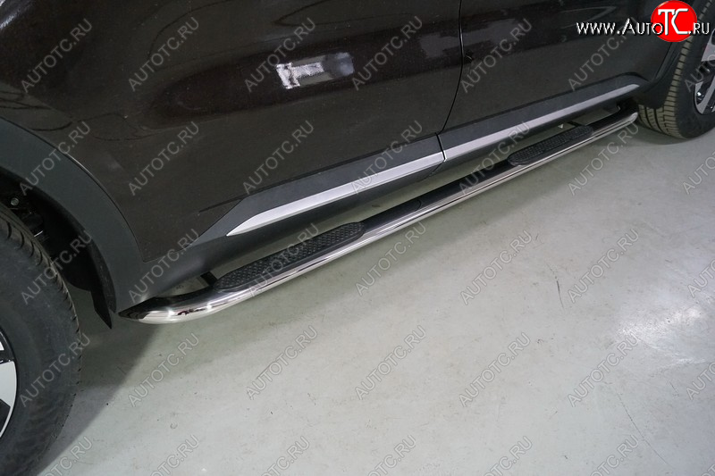 34 749 р. Пороги овальные гнутые с накладкой 75х42 мм KIA Sorento MQ4 (2020-2022) (серые)  с доставкой в г. Чебоксары