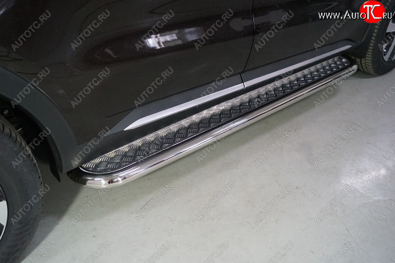 34 799 р. Пороги с площадкой 60,3 мм ТСС Тюнинг KIA Sorento MQ4 (2020-2022) (серые)  с доставкой в г. Чебоксары