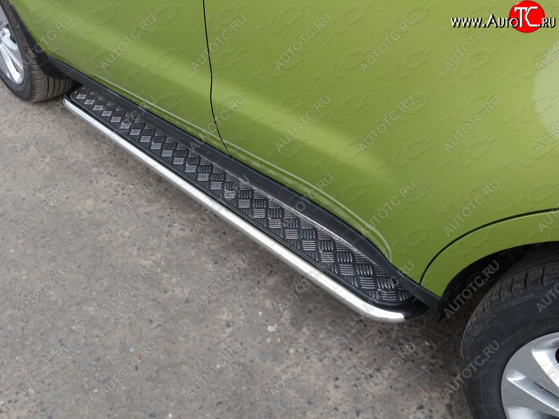 22 999 р. Пороги с площадкой 42,4 мм ТСС Тюнинг KIA Soul PS дорестайлинг (2014-2016) (серые)  с доставкой в г. Чебоксары