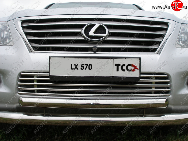 11 749 р. Декоративная вставка переднего бампера (кроме F-Sport) ТСС Тюнинг Lexus LX570 J200 дорестайлинг (2007-2012) (d 16 мм)  с доставкой в г. Чебоксары