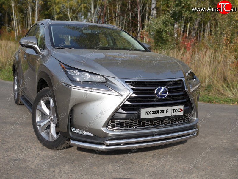 23 549 р. Защита переднего бампера нижняя двойная 60,3*42,4 мм кроме F-Sport ТСС Тюнинг Lexus NX200T Z10 (2014-2017) (нержавейка)  с доставкой в г. Чебоксары