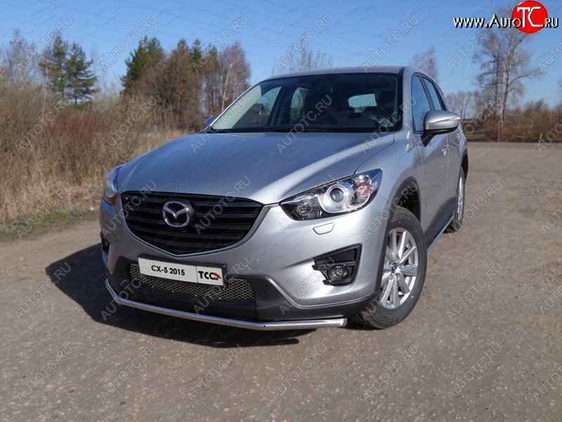 14 699 р. Защита переднего бампера нижняя d42,4 мм ТСС Тюнинг Mazda CX-5 KE рестайлинг (2015-2017) (нержавейка)  с доставкой в г. Чебоксары