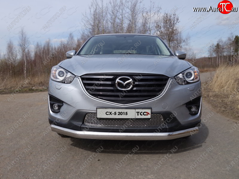 23 899 р. Защита переднего бампера нижняя овальная 75*42 мм ТСС Тюнинг Mazda CX-5 KE рестайлинг (2015-2017) (нержавейка)  с доставкой в г. Чебоксары