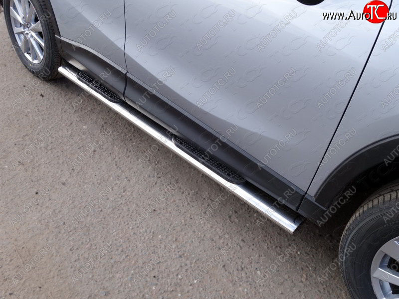 40 799 р. Пороги овальные с накладкой 120х60 мм, ТСС Тюнинг Mazda CX-5 KE рестайлинг (2015-2017) (серые)  с доставкой в г. Чебоксары