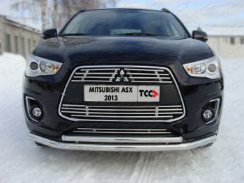 Верхняя декоративная вставка решетки радиатора ТСС Тюнинг Mitsubishi ASX 1-ый рестайлинг (2013-2016) (d 12 мм)