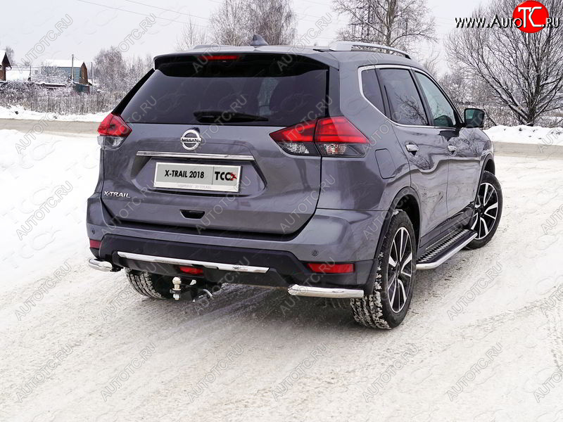 18 399 р. Защита заднего бампера (уголки, d60,3 мм) TCC Nissan X-trail 3 T32 рестайлинг (2017-2022)  с доставкой в г. Чебоксары