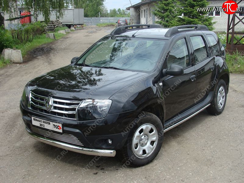 20 699 р. Защита переднего бампера овальная длинная 75*42 мм ТСС Тюнинг Renault Duster HS дорестайлинг (2010-2015) (нержавейка)  с доставкой в г. Чебоксары