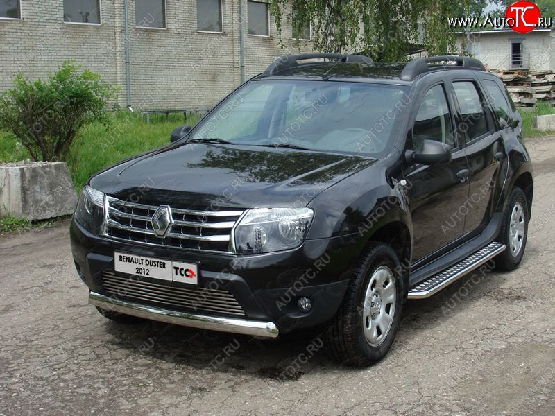 15 899 р. Защита передняя овальная короткая 75х42 мм ТСС Тюнинг Renault Duster HS дорестайлинг (2010-2015) (нержавейка)  с доставкой в г. Чебоксары