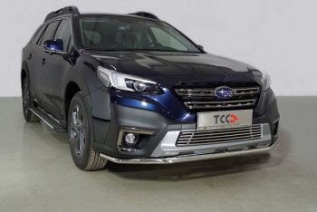 Защита переднего бампера нижняя d42,4 мм ТСС Тюнинг Subaru Outback BT универсал (2019-2025) (нержавейка)