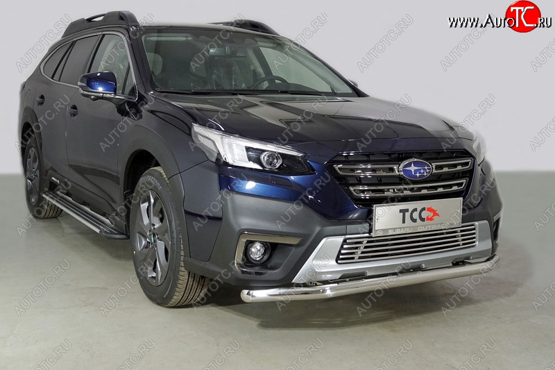 20 749 р. Защита переднего бампера нижняя d60,3 мм ТСС Тюнинг Subaru Outback BT универсал (2019-2025) (нержавейка)  с доставкой в г. Чебоксары