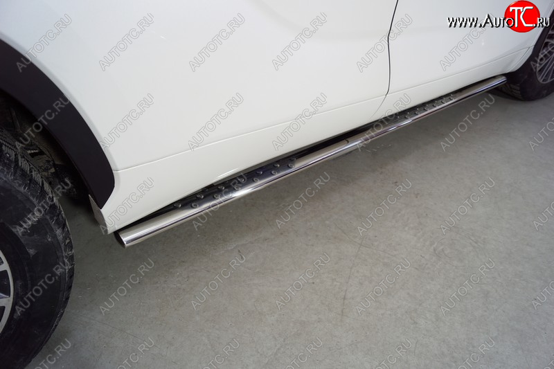 35 999 р. Пороги овальные с проступью 75х42 мм ТСС Тюнинг Toyota Highlander XU70 (2020-2025) (серые)  с доставкой в г. Чебоксары
