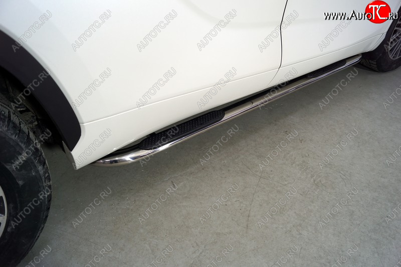 39 999 р. Пороги овальные гнутые с накладкой 75х42 мм ТСС Тюнинг Toyota Highlander XU70 (2020-2025) (серые)  с доставкой в г. Чебоксары