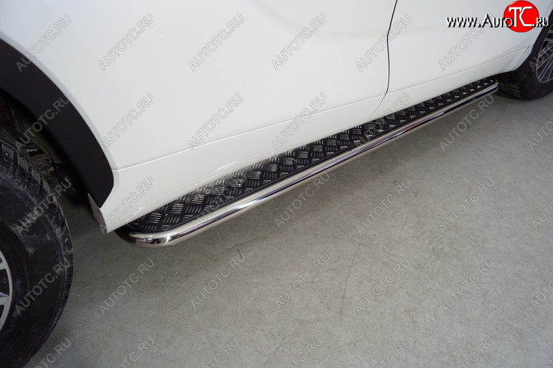 32 199 р. Пороги с площадкой 42,4 мм ТСС Тюнинг Toyota Highlander XU70 (2020-2025) (серые)  с доставкой в г. Чебоксары