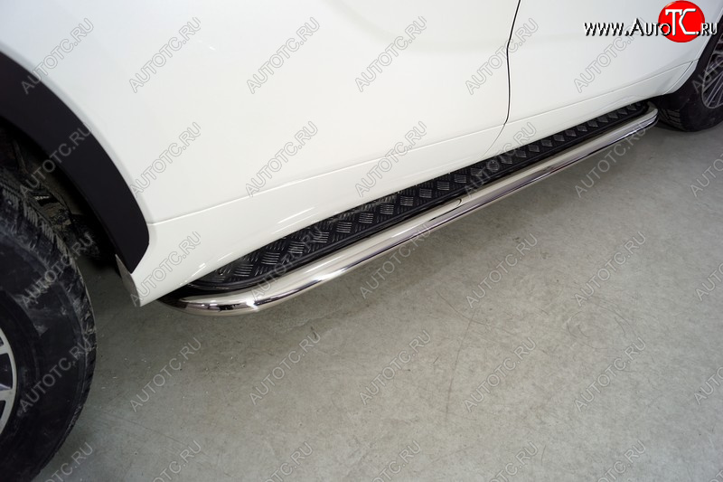 44 999 р. Пороги с площадкой 75х42 мм ТСС Тюнинг Toyota Highlander XU70 (2020-2025) (серые)  с доставкой в г. Чебоксары