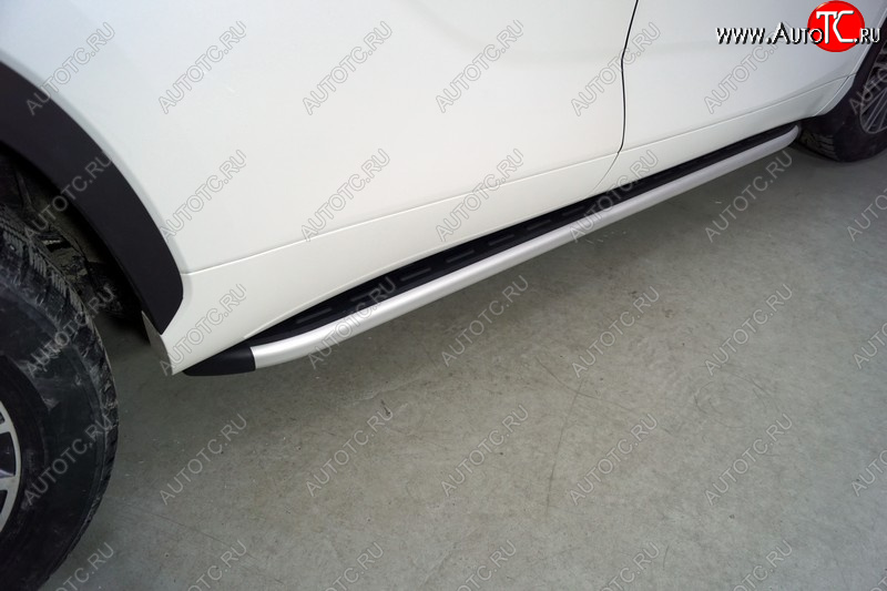 20 599 р. Пороги алюминиевые с пластиковой накладкой ТСС Тюнинг Toyota Highlander XU70 (2020-2025) (серые)  с доставкой в г. Чебоксары