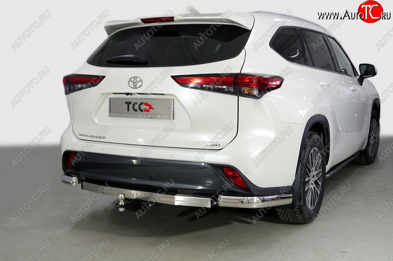 22 449 р. Защита задняя (уголки овальные 75х42 мм) ТСС Тюнинг Toyota Highlander XU70 (2020-2025) (уголки овальные)  с доставкой в г. Чебоксары