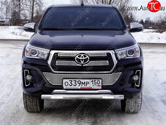 36 999 р. Защита переднего бампера нижняя с ДХО 76,1 мм ТСС Тюнинг Toyota Hilux AN120 1-ый рестайлинг (2017-2020) (нержавейка)  с доставкой в г. Чебоксары